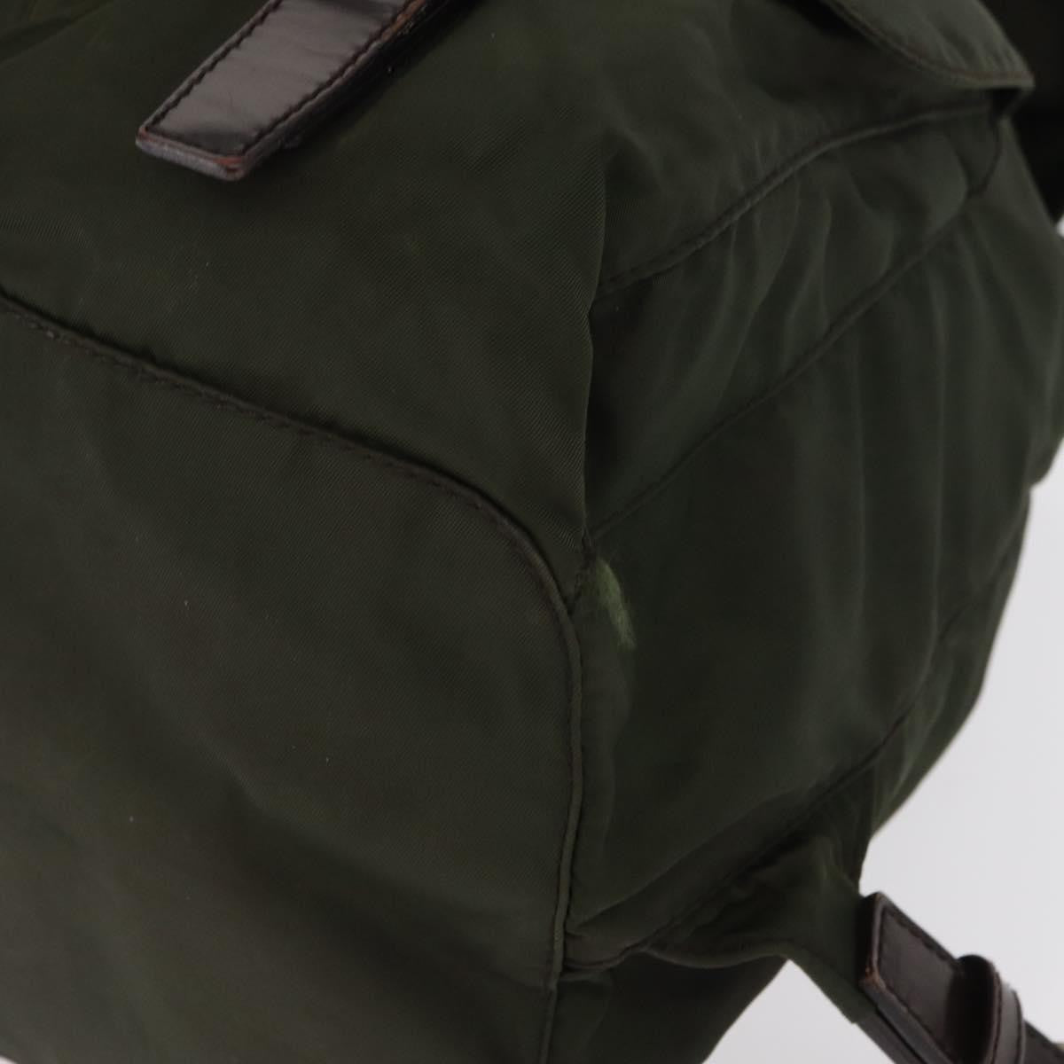 Prada Vela Double Front Pocket Backpack Tessuto with Saffiano Leather, KHAKI, NYLON, Backpack