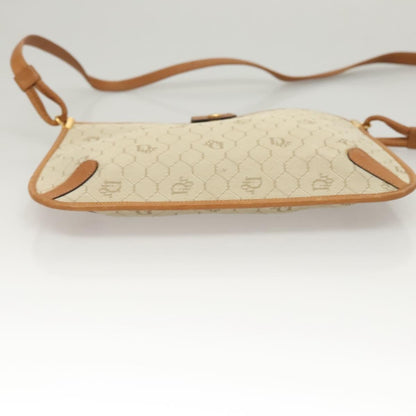 Christian Dior Vintage Honeycomb Shoulder Bag Canvas and Leather, BEIGE, CANVAS, Shoulder bag