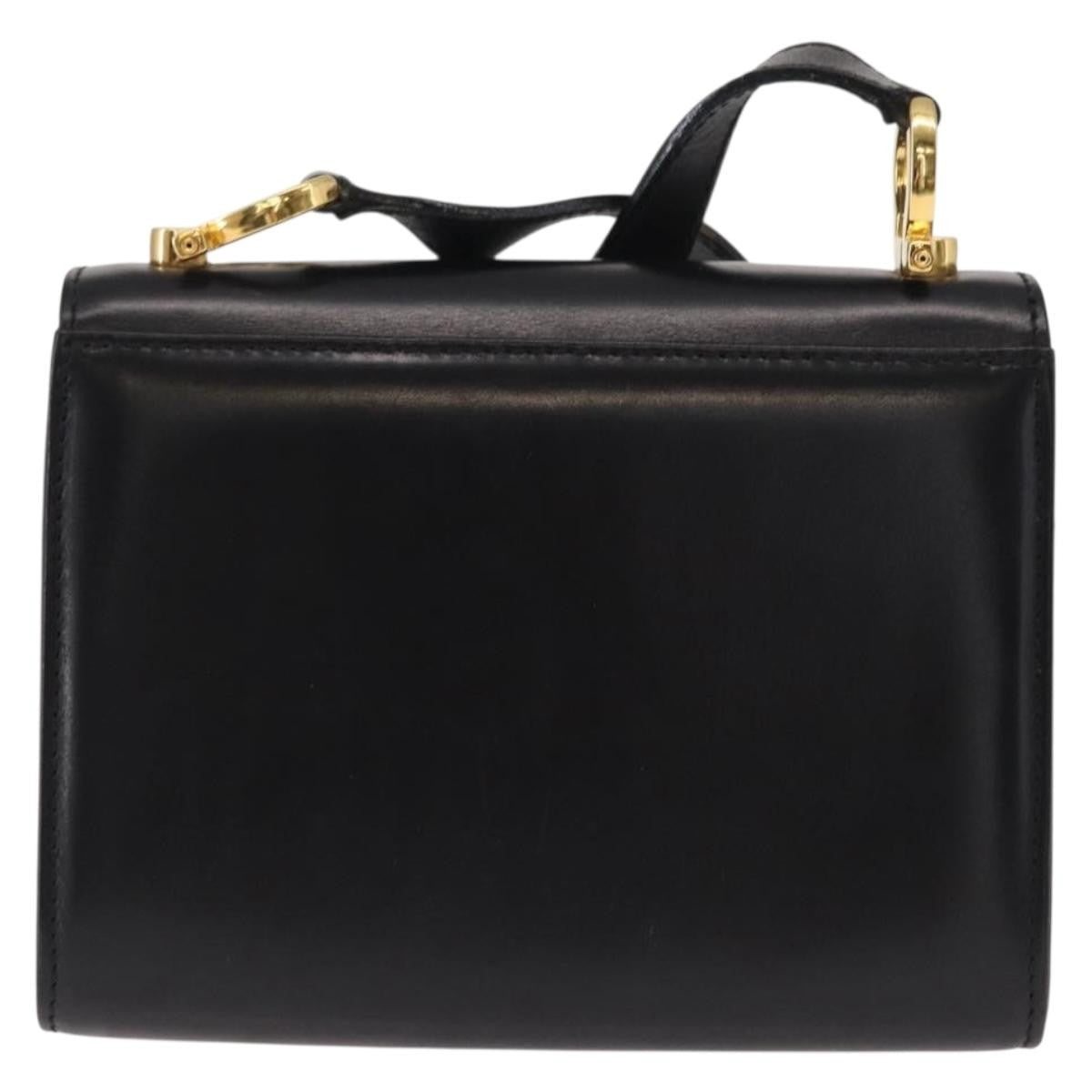 Salvatore Ferragamo Gancini Shoulder Bag Leather, BLACK, LEATHER, Shoulder bag