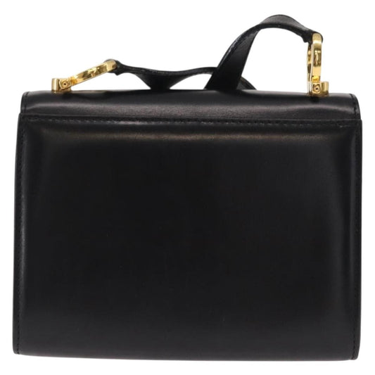 Salvatore Ferragamo Gancini Shoulder Bag Leather, BLACK, LEATHER, Shoulder bag