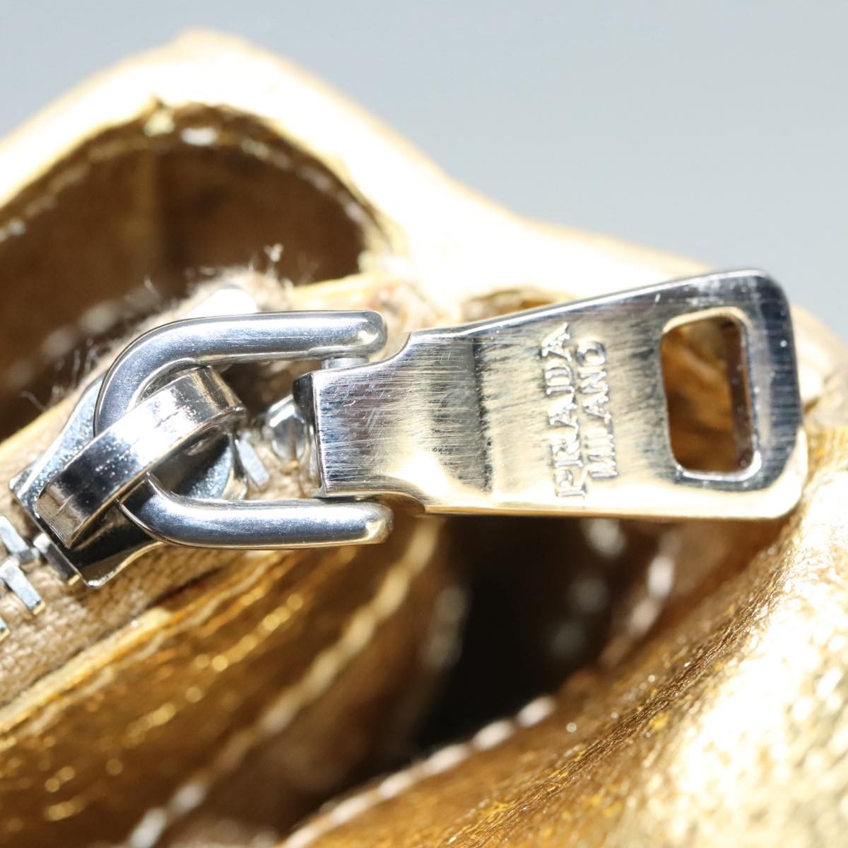 Prada Vintage Pouch Leather, GOLD, LEATHER, Clutche & pouche