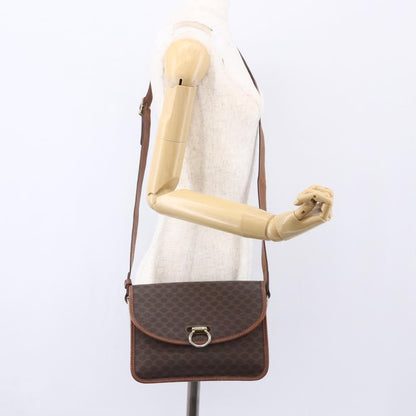 Celine Flap Shoulder Bag Canvas, BROWN, CANVAS, Shoulder bag