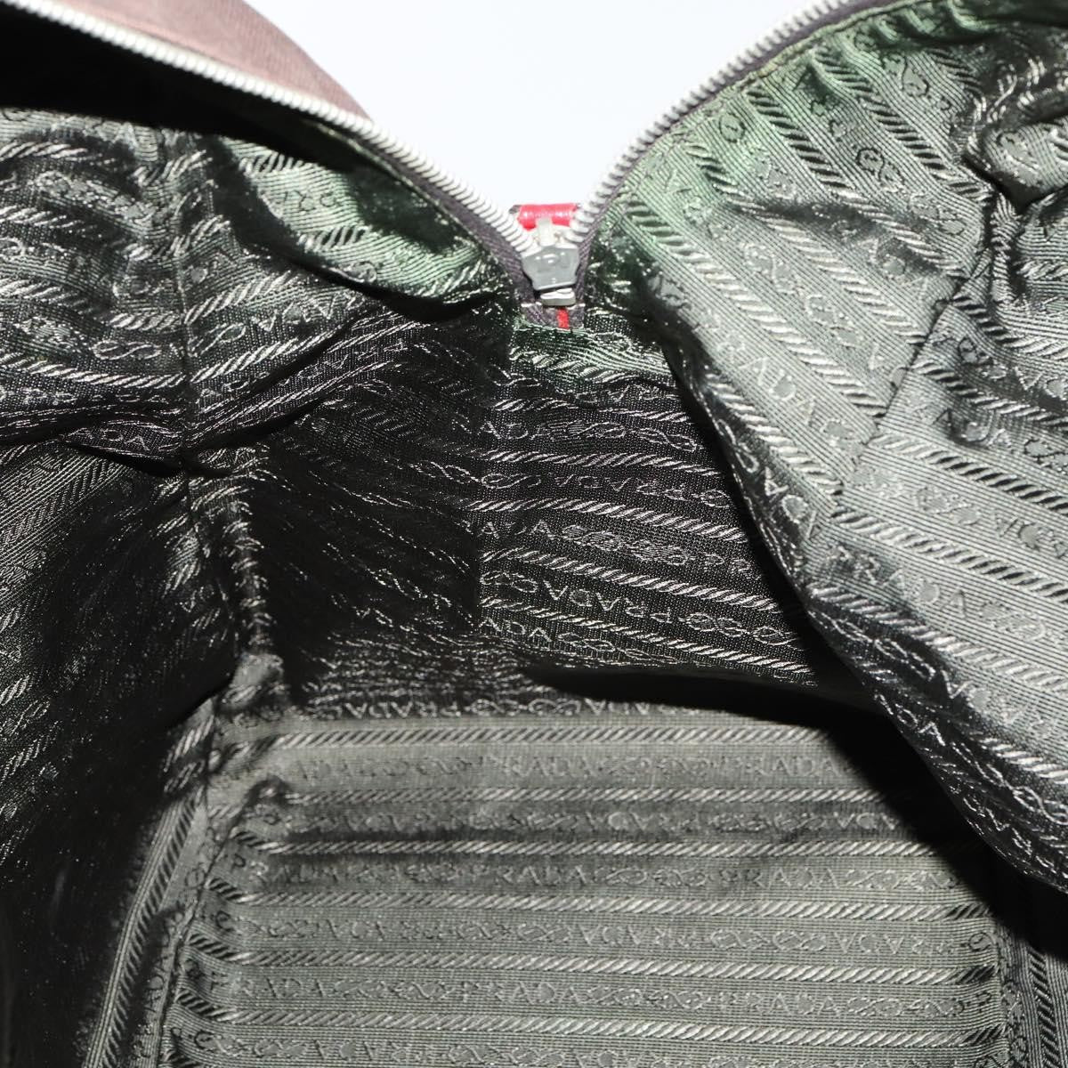 Prada Bowler Bag Canvas with Leather, BROWN, CANVAS, Travel bag