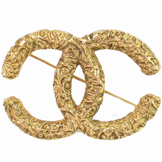 Chanel CC Brooch Textured Metal, GOLD, GOLD_PLATED, Brooch