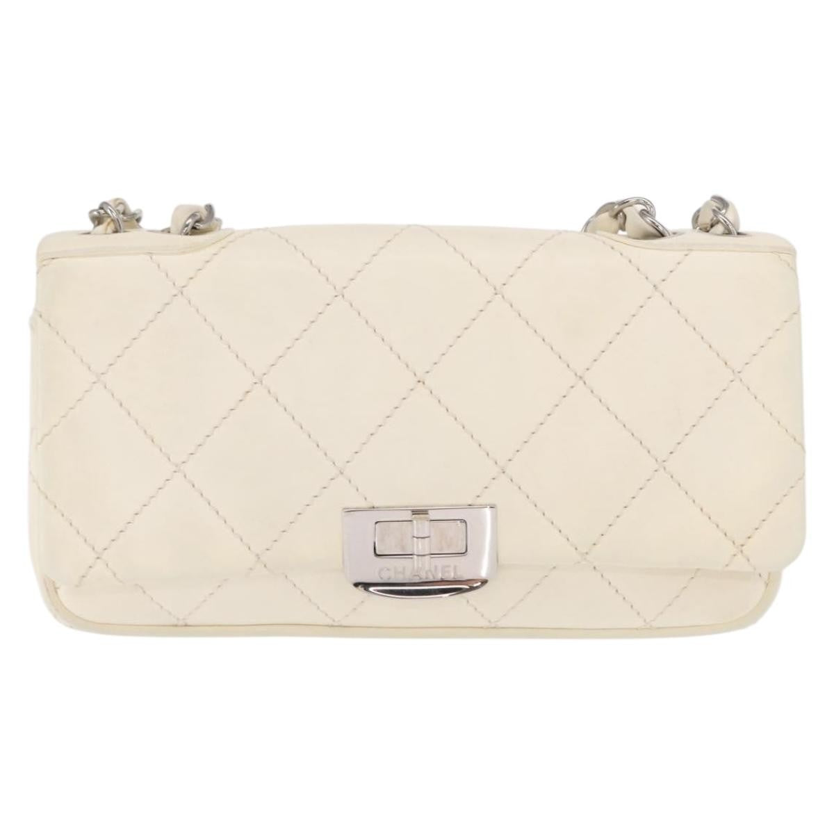 Chanel Reissue 2.55 Flap Bag Leather, WHITE, LEATHER, Shoulder bag