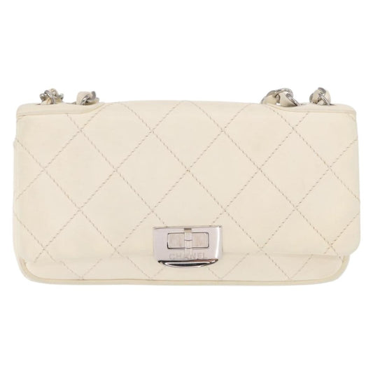 Chanel Reissue 2.55 Flap Bag Leather, WHITE, LEATHER, Shoulder bag