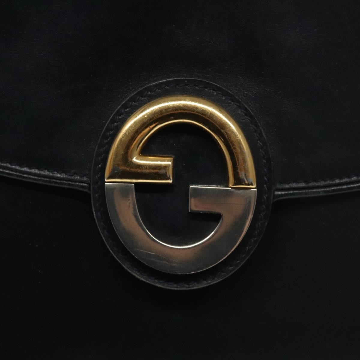 Gucci Vintage Shoulder Bag Leather, NAVY, LEATHER, Shoulder bag