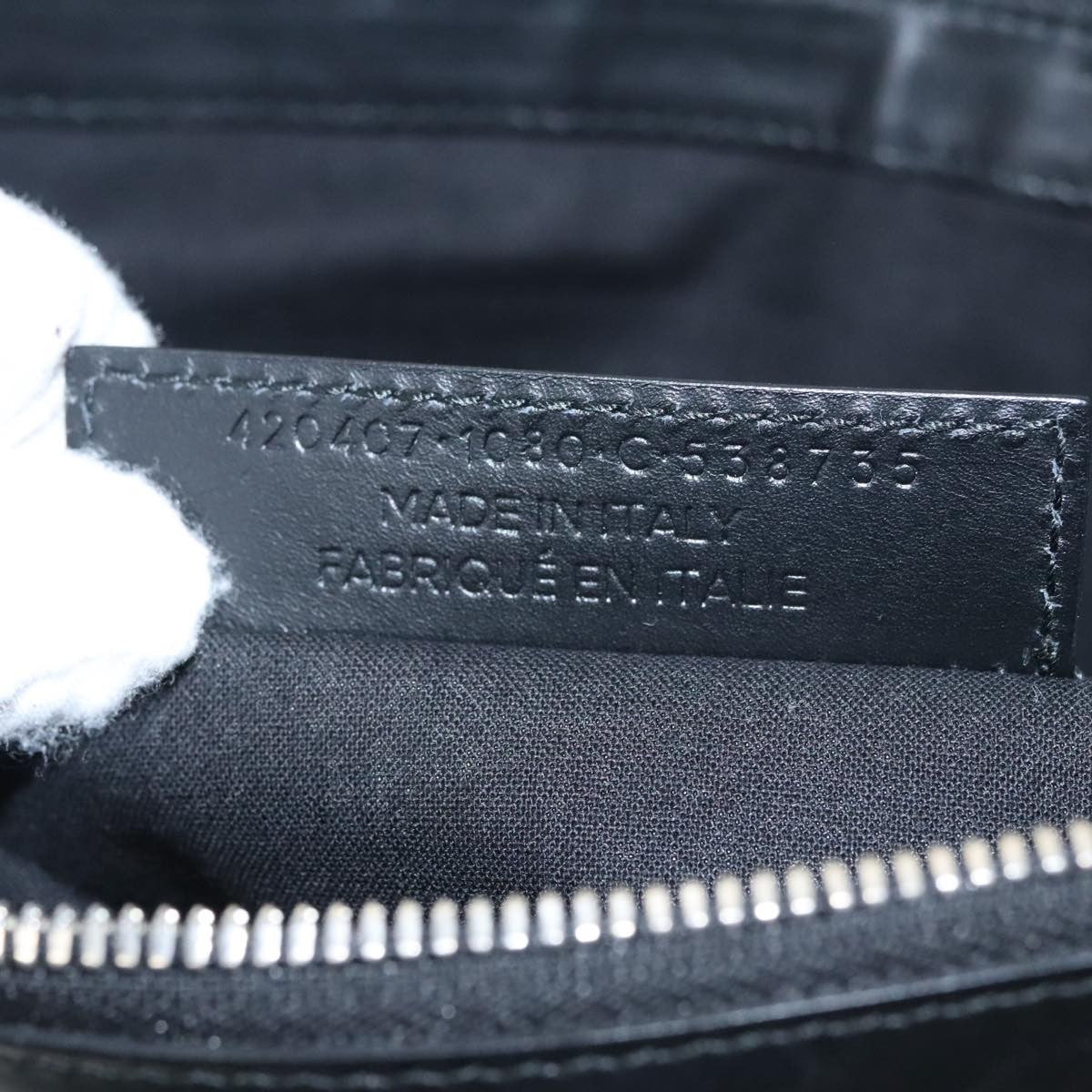 Balenciaga Navy Zip Pouch Canvas and Leather, BLACK, CANVAS, Clutche & pouche