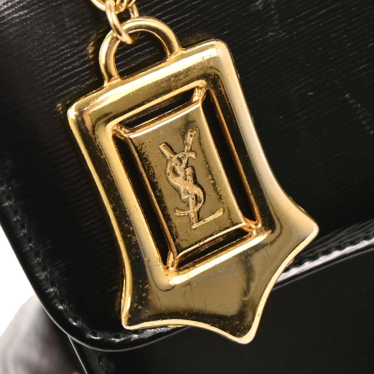 Saint Laurent Vintage Handbag Leather, BLACK, LEATHER, Handbag