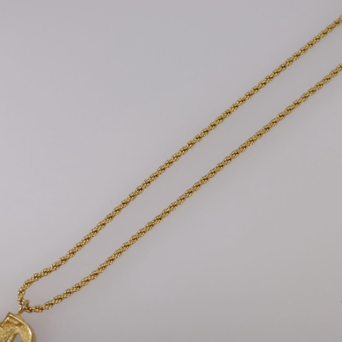 Christian Dior CD Pendant Necklace Metal and Crystals, GOLD, METAL, Necklace