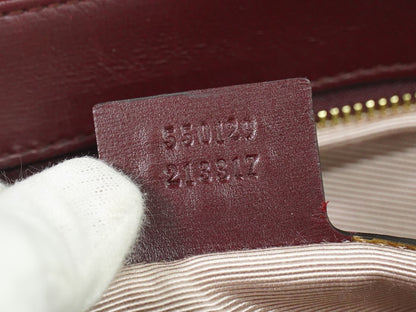 Gucci Arli Shoulder Bag Leather, BURGUNDY, LEATHER, Shoulder bag