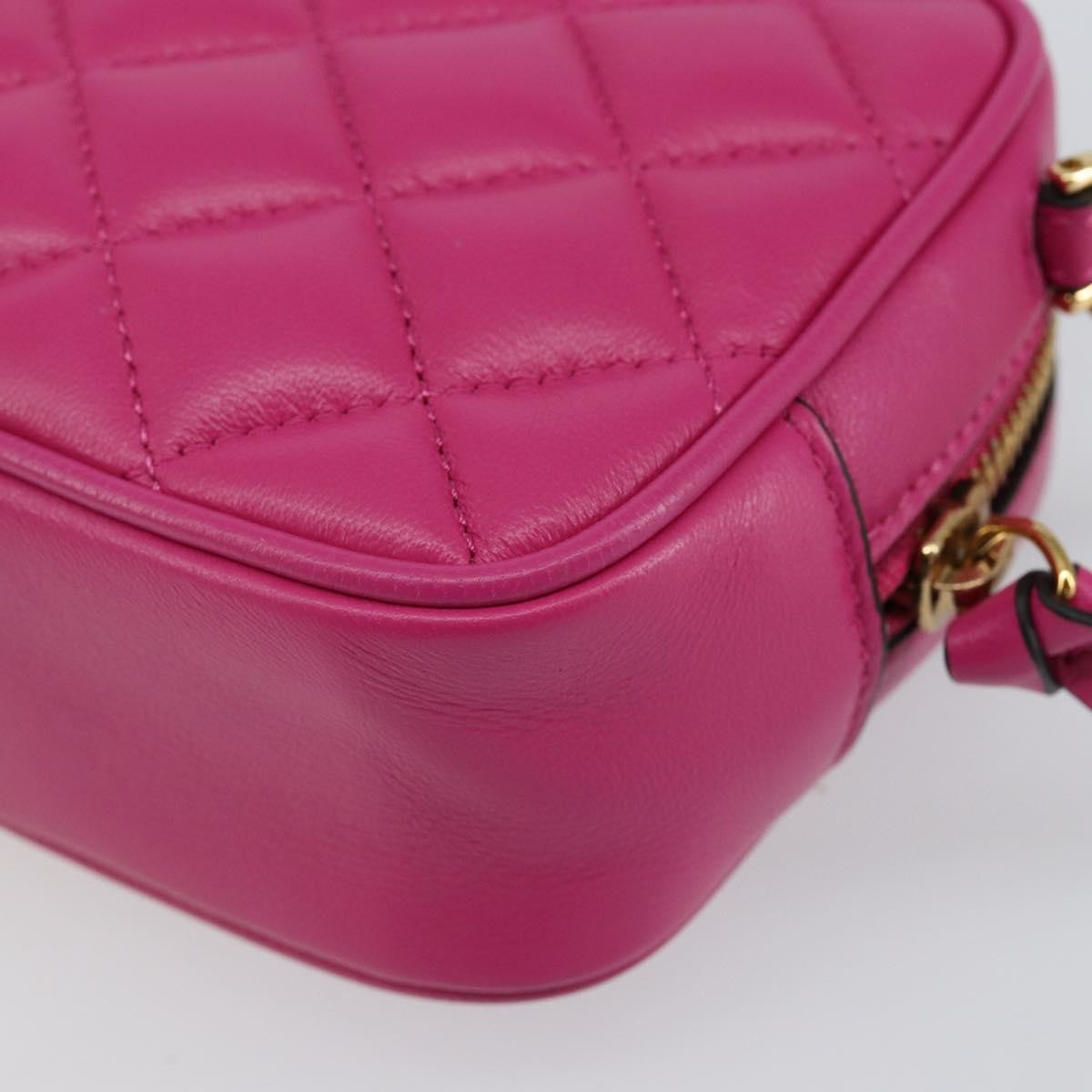 Versace Medusa Icon Front Slip Pocket Camera Bag Quilted Leather, PINK, LEATHER, Shoulder bag
