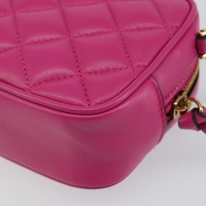 Versace Medusa Icon Front Slip Pocket Camera Bag Quilted Leather, PINK, LEATHER, Shoulder bag