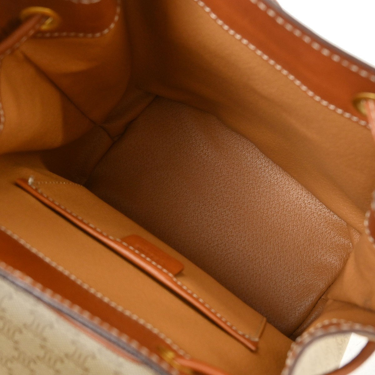 Celine Vintage Macadam Backpack Canvas and Leather, BEIGE, CANVAS, Backpack