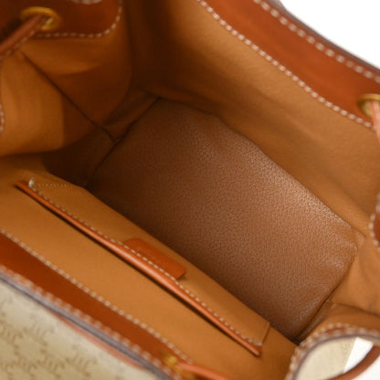 Celine Vintage Macadam Backpack Canvas and Leather, BEIGE, CANVAS, Backpack