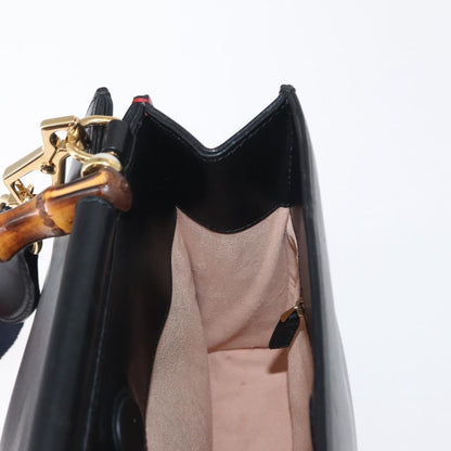 Gucci Nymphaea Top Handle Bag Leather, BLACK, LEATHER, Handbag