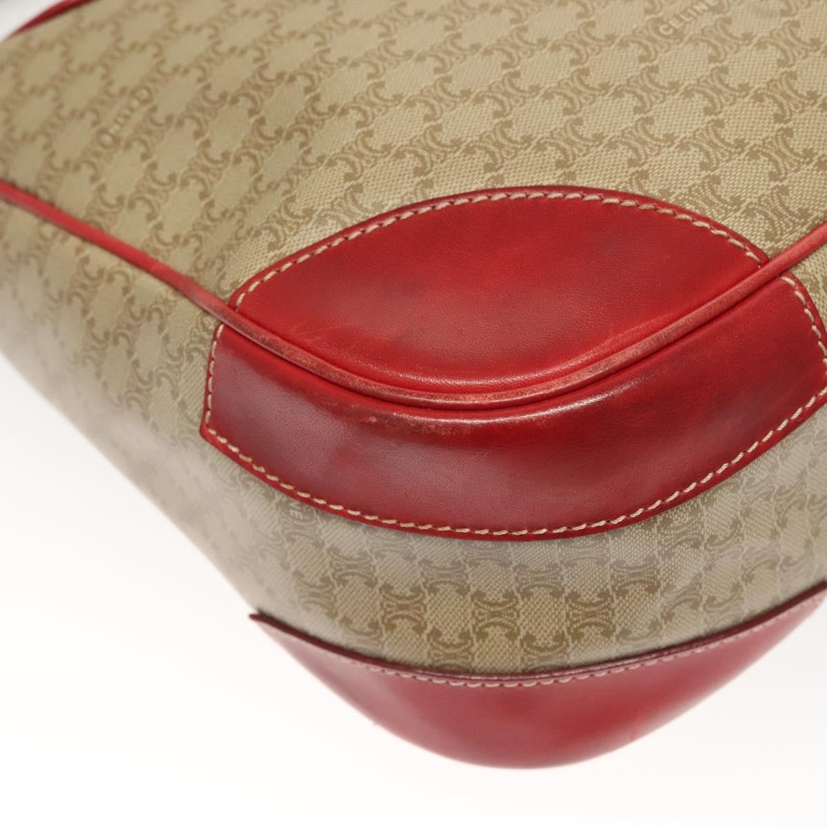 Celine Vintage Macadam Shoulder Bag Canvas and Leather, BEIGE, CANVAS, Shoulder bag