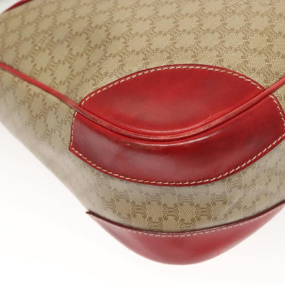 Celine Vintage Macadam Shoulder Bag Canvas and Leather, BEIGE, CANVAS, Shoulder bag