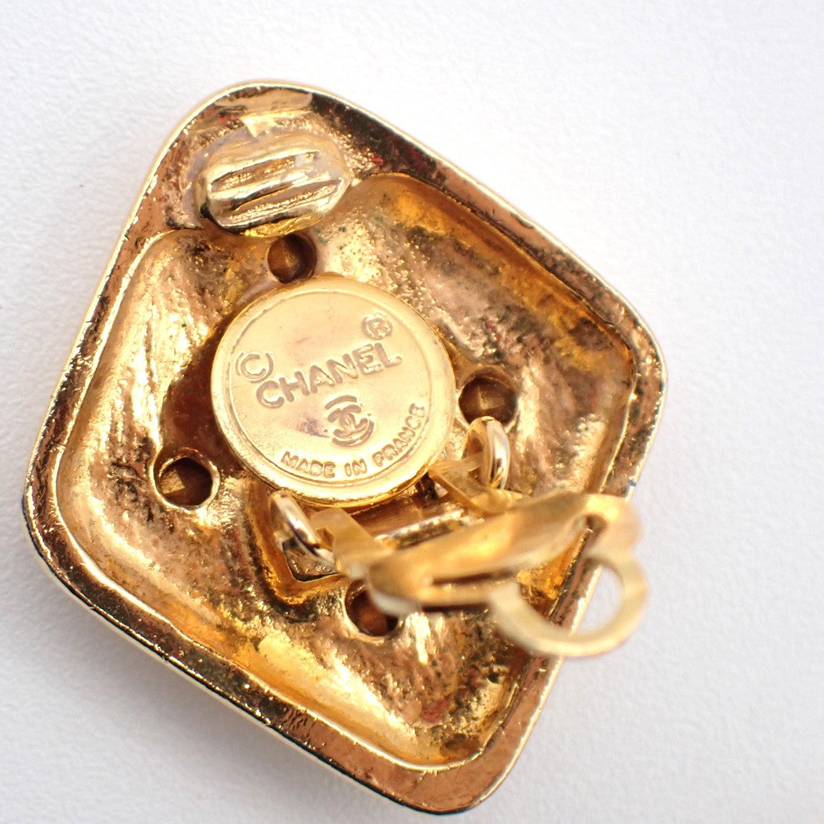 Chanel Vintage CC Diamond Shape Clips-On Earrings Gold-Plated, GOLD, GOLD_PLATED, Earrings
