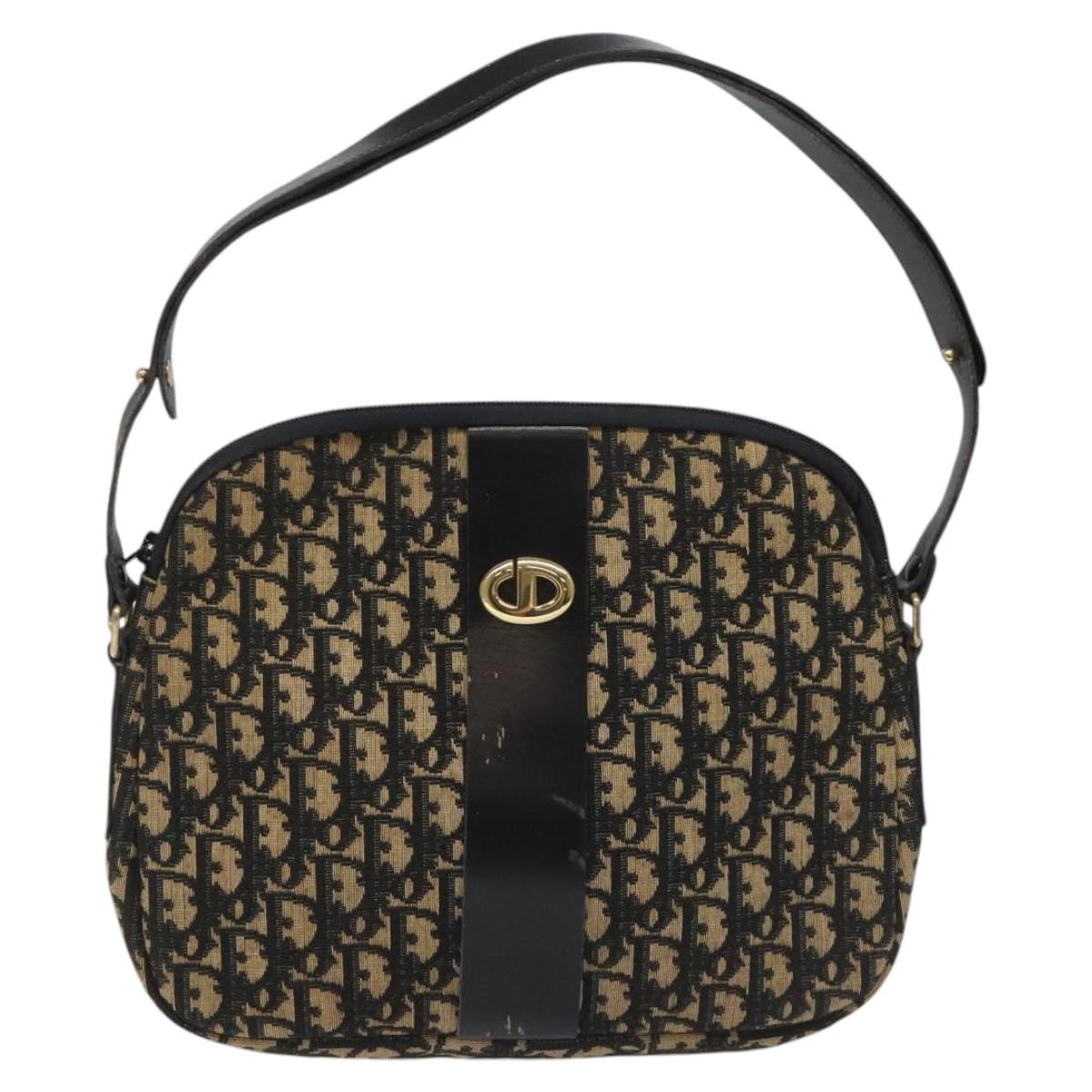 Christian Dior Vintage Trotter Shoulder Bag Canvas, BLACK, CANVAS, Shoulder bag