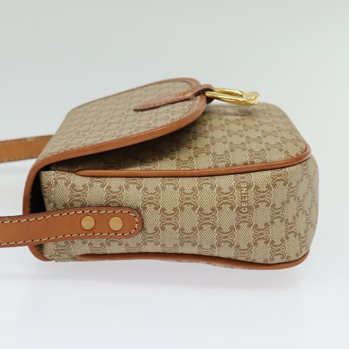 Celine Vintage Macadam Shoulder Bag Canvas, BEIGE, CANVAS, Shoulder bag