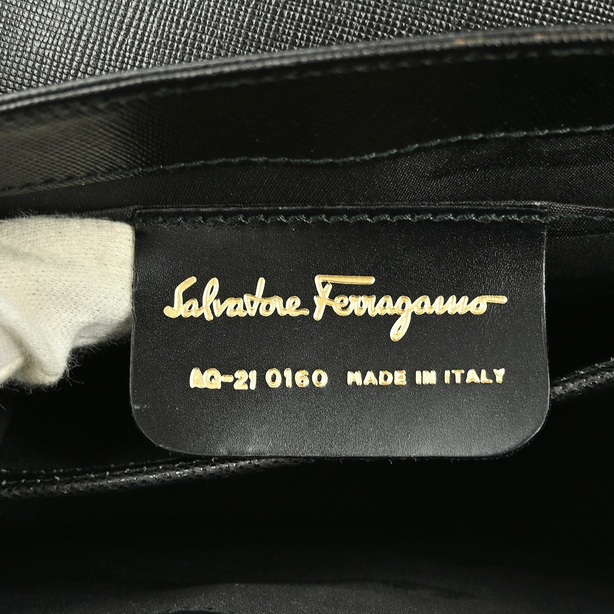 Salvatore Ferragamo Gancini handbag Leather, BLACK, LEATHER, Handbag