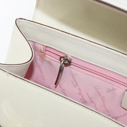 Salvatore Ferragamo Gancini Shoulder Bag Leather, WHITE, LEATHER, Shoulder bag