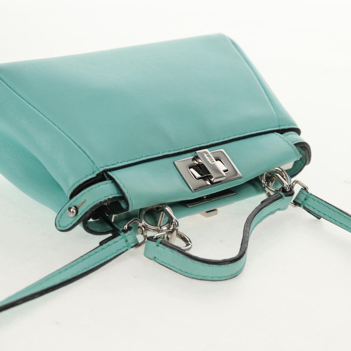 Fendi Peekaboo Bag Leather, TURQUOISE, LEATHER, Handbag