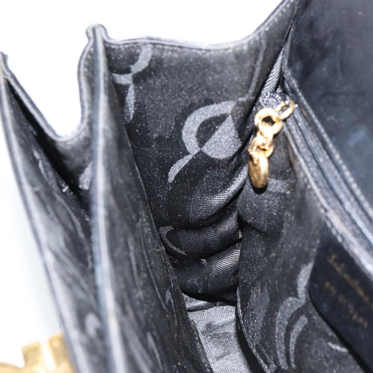 Salvatore Ferragamo Gancini Convertible Top Handle Bag Leather, BLACK, LEATHER, Handbag