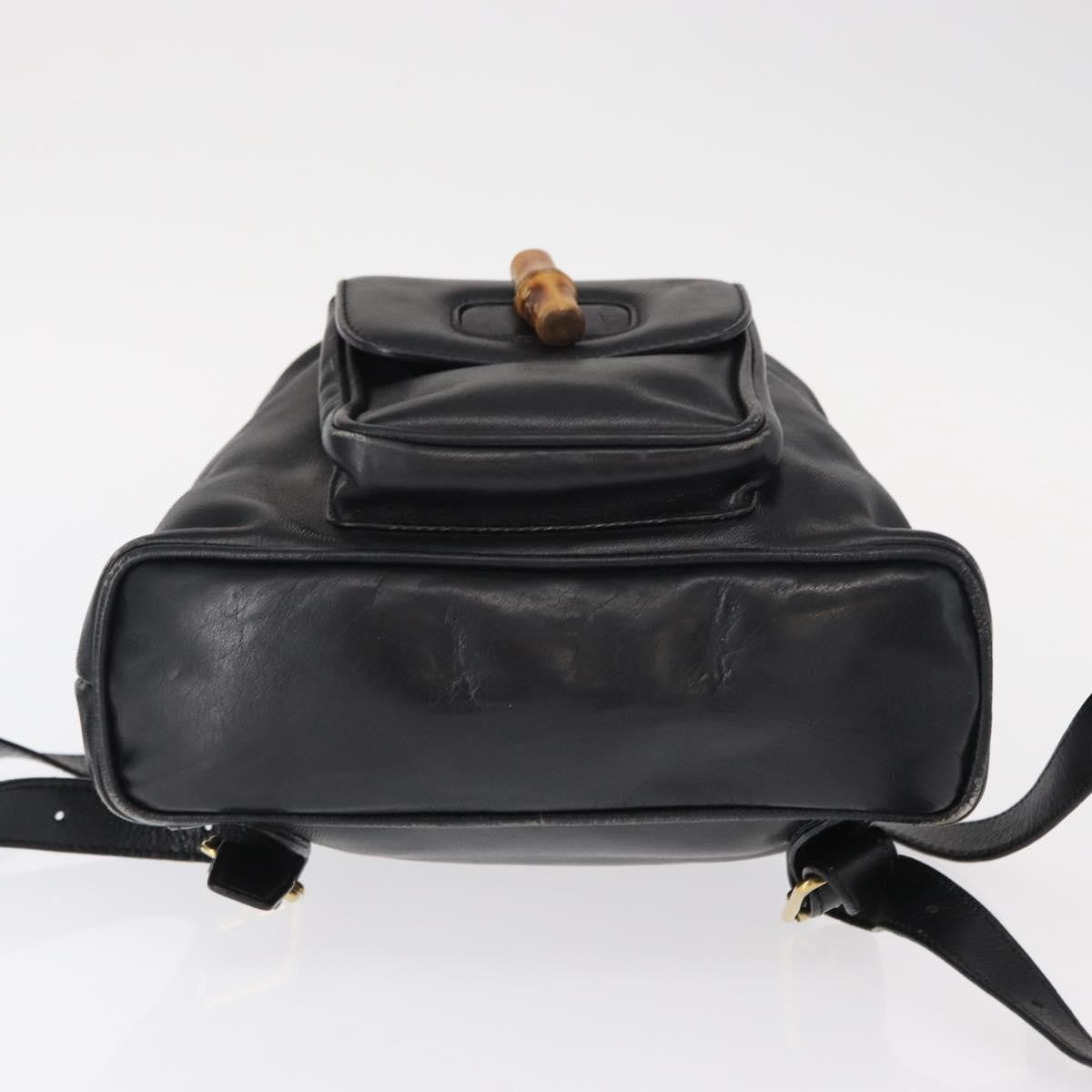 Gucci Vintage Bamboo Backpack Leather, BLACK, LEATHER, Backpack