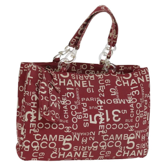 Chanel 31 Rue Cambon Beach Zip Tote Printed Canvas, RED, CANVAS, Tote bag