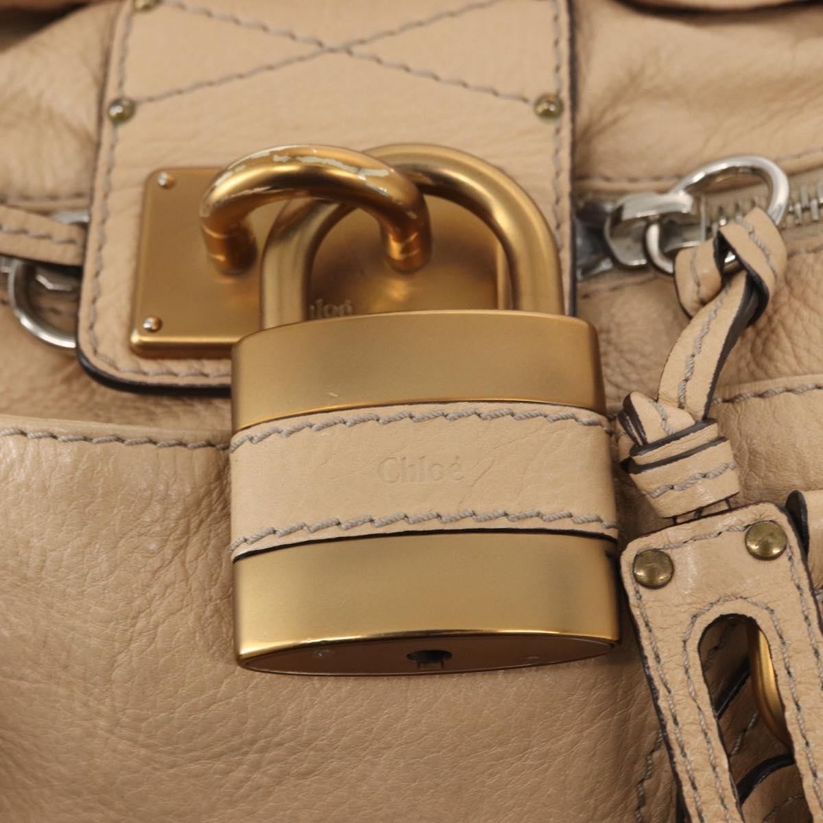 Chloe Paddington Lock Satchel Leather, BEIGE, LEATHER, Handbag
