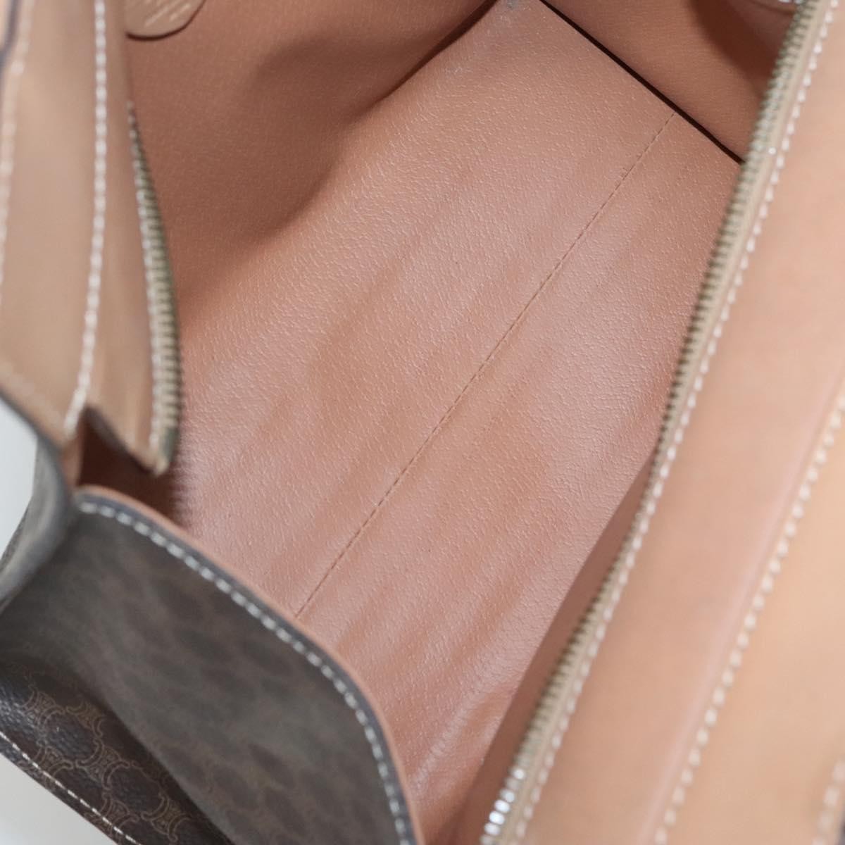 Celine Vintage Macadam Handbag Canvas and Leather, BROWN, CANVAS, Handbag