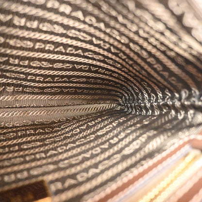 Prada Logo Double Zip Crossbody Bag Canvas, BROWN, CANVAS, Shoulder bag