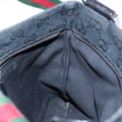 Gucci Web Strap Zip Messenger Bag GG Canvas, BLACK, CANVAS, Shoulder bag