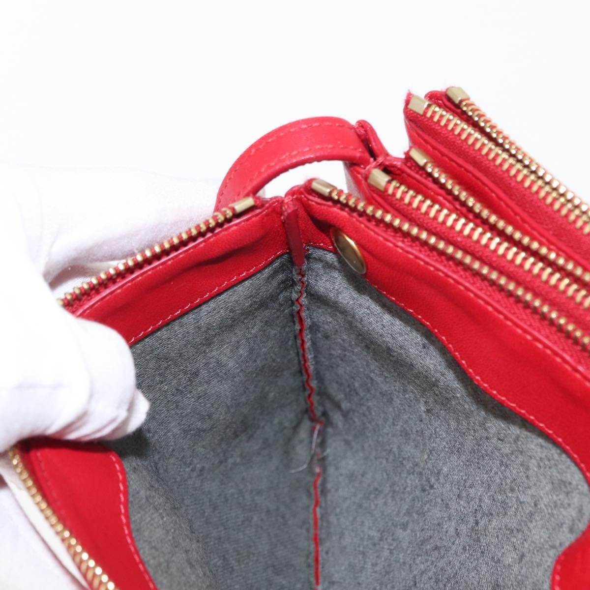 Celine Trio Crossbody Bag Leather, RED, LEATHER, Shoulder bag