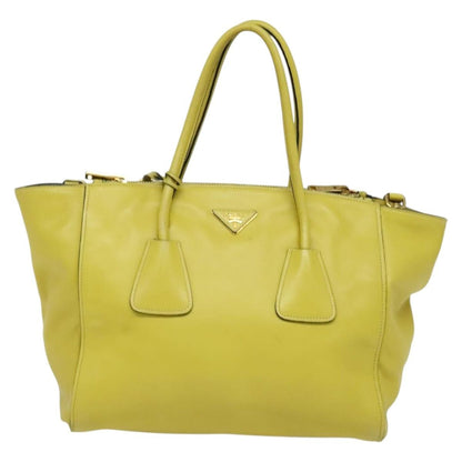 Prada Concept Double Zip Tote Calfskin, YELLOW, LEATHER, Tote bag