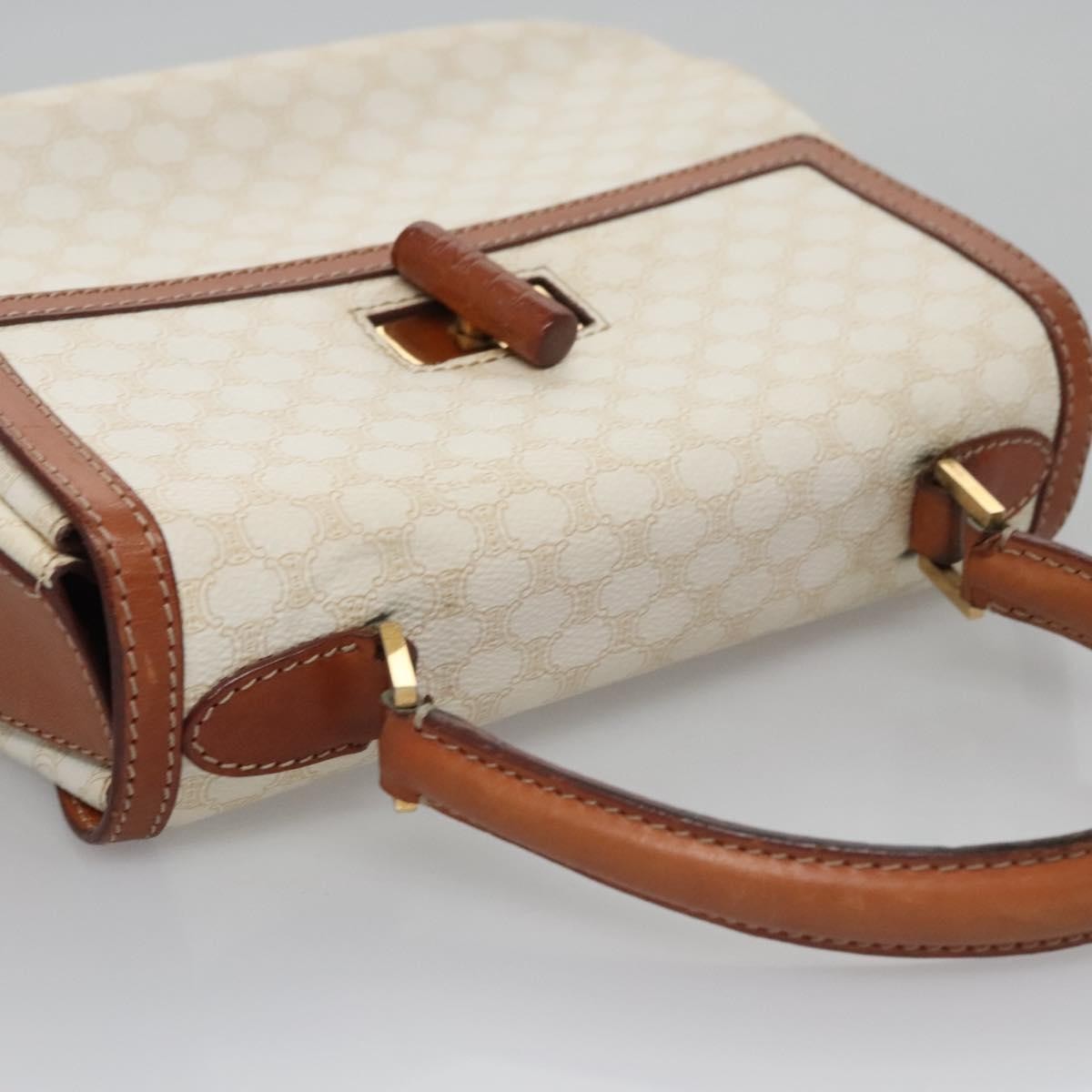 Celine Vintage Convertible Top Handle Bag Macadam Coated Canvas, WHITE, CANVAS, Handbag