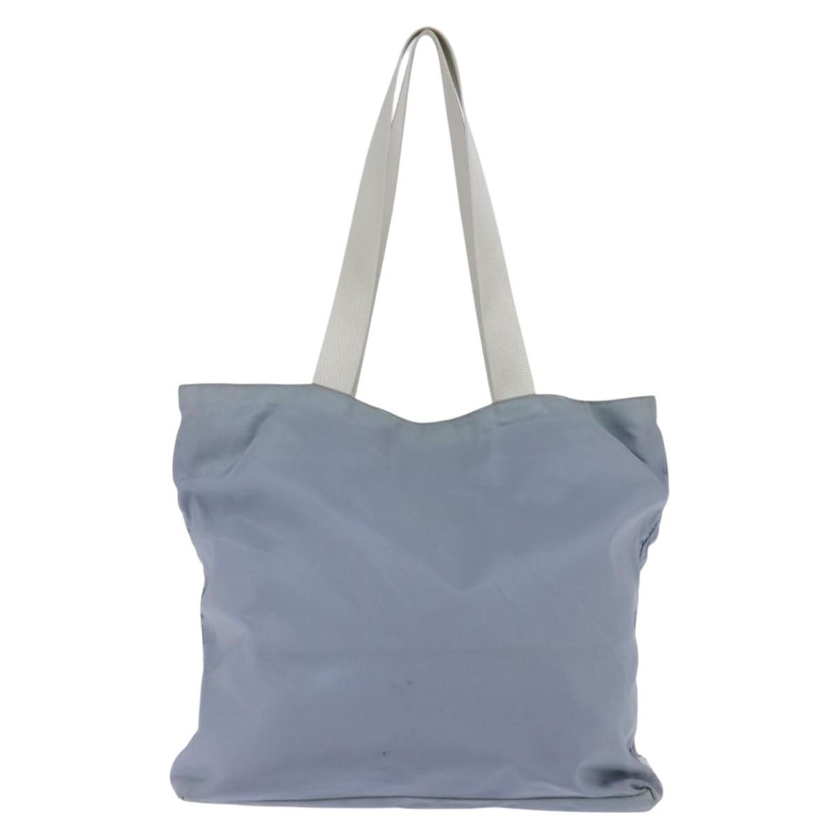 Prada Side Pocket Tote Nylon, BLUE, NYLON, Tote bag