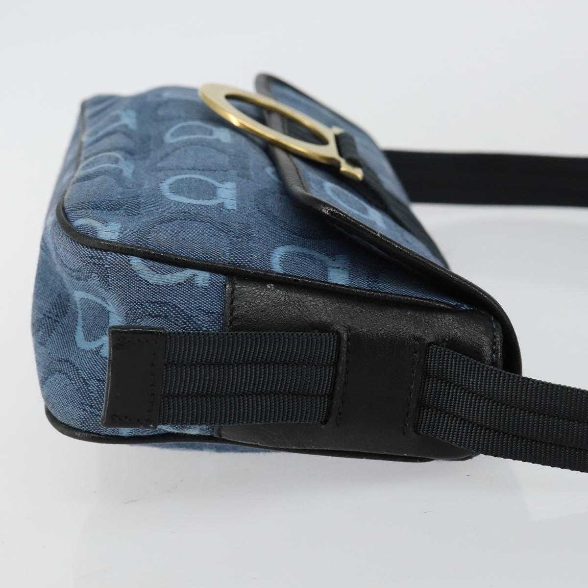 Salvatore Ferragamo Gancini Shoulder Bag Canvas, NAVY, CANVAS, Shoulder bag