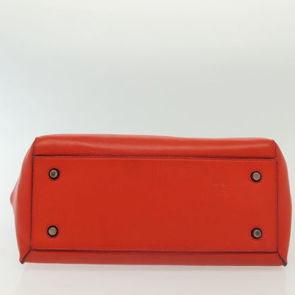 Celine Edge Bag Leather, ORANGE, LEATHER, Handbag