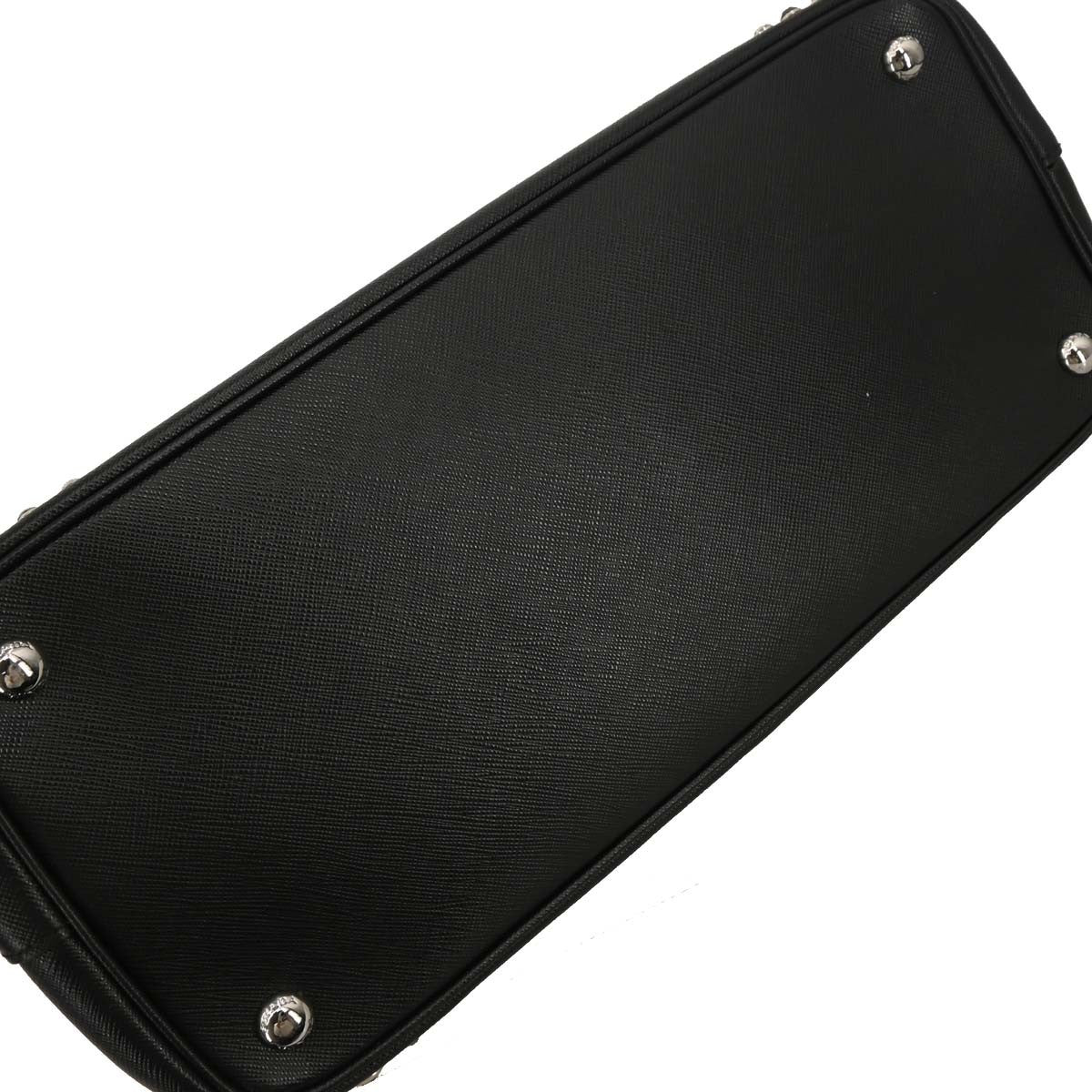 Prada Grommet Galleria Double Zip Tote City Calfskin, BLACK, LEATHER, Shoulder bag