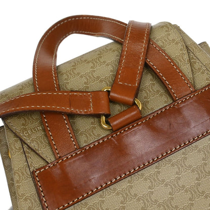 Celine Vintage Macadam Backpack Canvas and Leather, BEIGE, CANVAS, Backpack