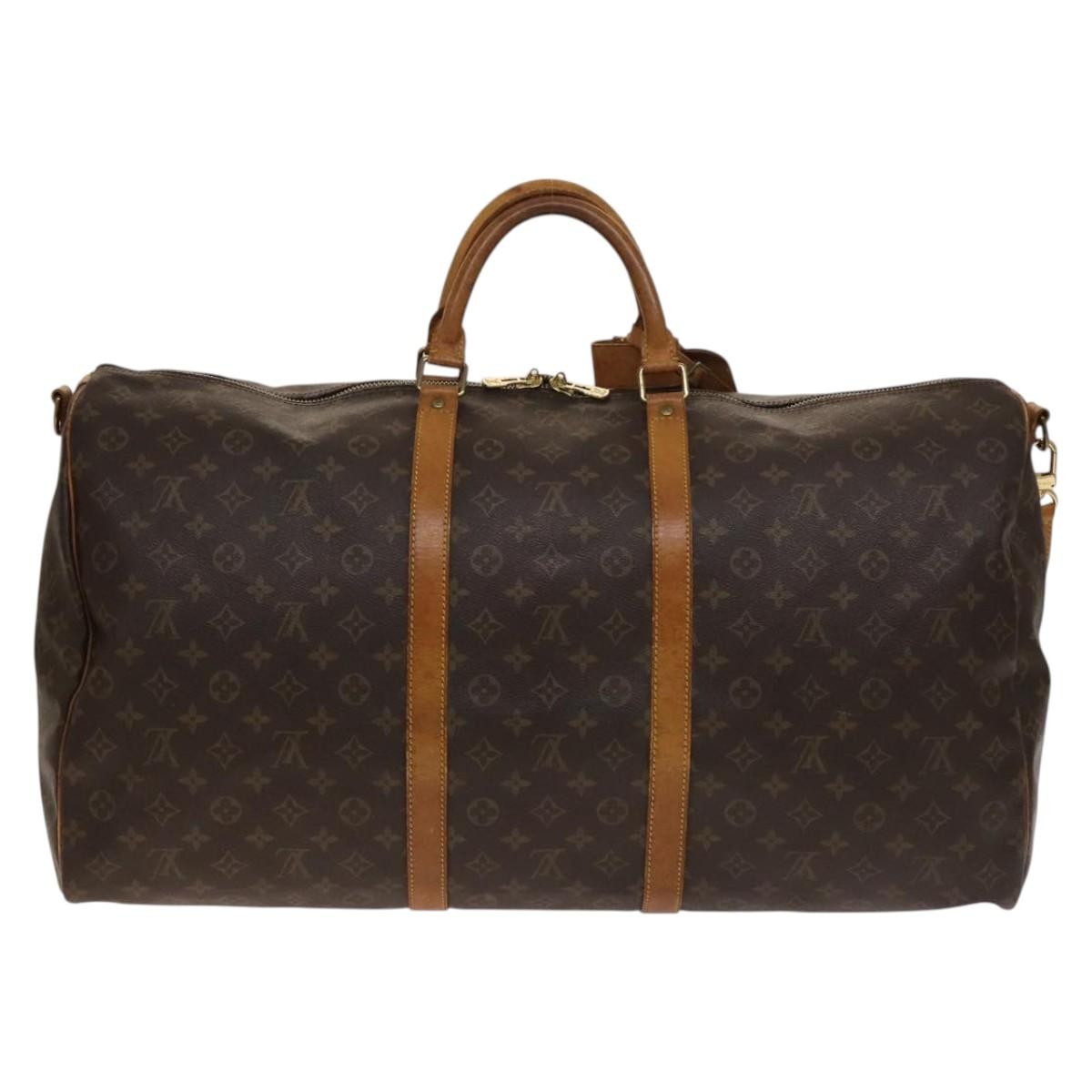 Louis Vuitton Keepall Bandouliere Bag Monogram Canvas, BROWN, CANVAS, Travel bag