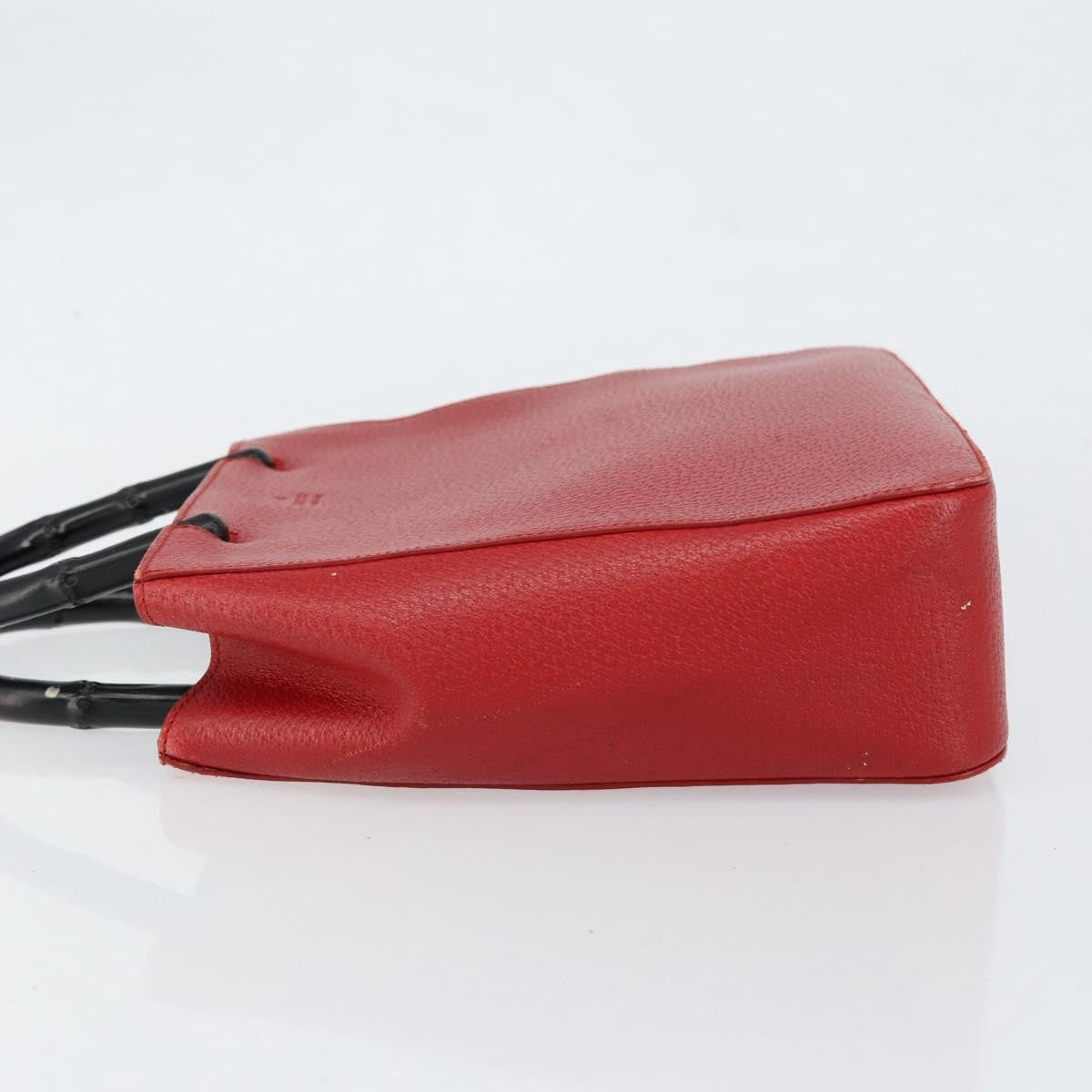 Gucci Vintage Bamboo Handle Bag Leather, RED, LEATHER, Handbag