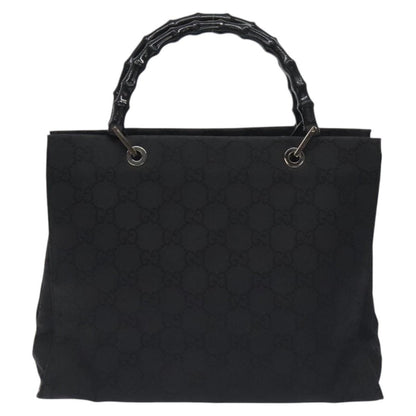 Gucci Vintage Bamboo Handle Tote GG Nylon, BLACK, NYLON, Tote bag