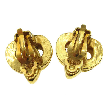 Chanel Vintage CC Heart Clip-On Earrings Metal, GOLD, GOLD_PLATED, Earrings