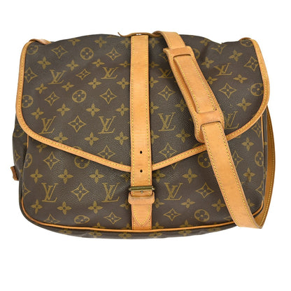 Louis Vuitton Saumur Handbag Monogram Canvas, BROWN, CANVAS, Shoulder bag