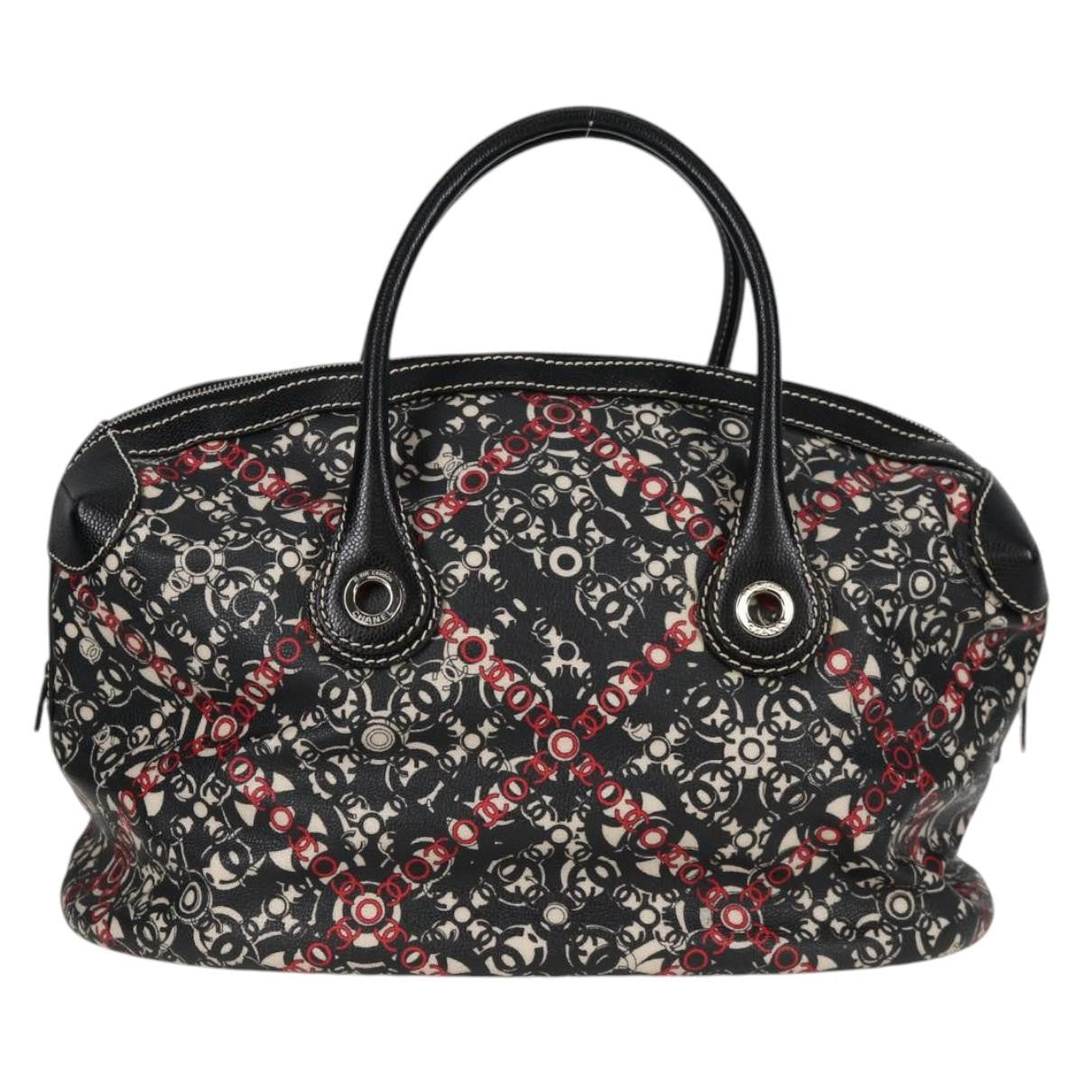 Chanel Optic Coco Bowler Bag Printed Coated Canvas with Caviar, BLACK, PVC, Handbag