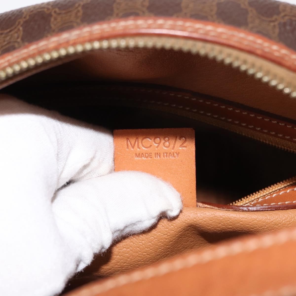 Celine Vintage Macadam Handbag Canvas and Leather, BROWN, CANVAS, Handbag